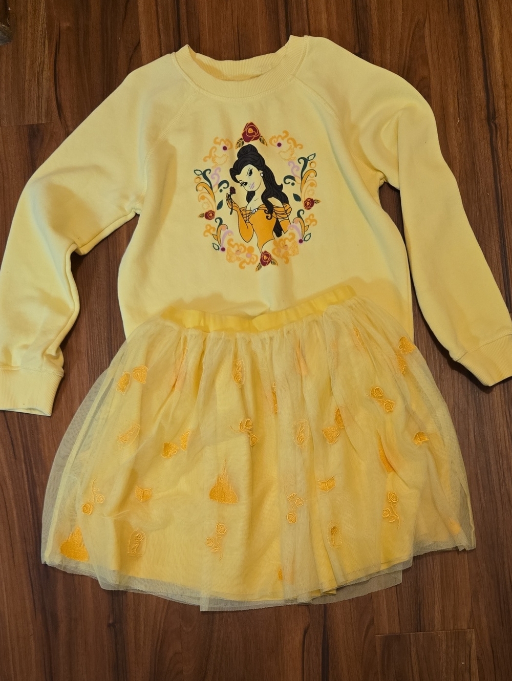 Hanna Andersson Disney Yellow Princess Sweatshirt And Tulle Skirt